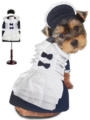 Classic French Maid Uniform with Bonnet  - Dog Costume - Daisey's Doggie Chic