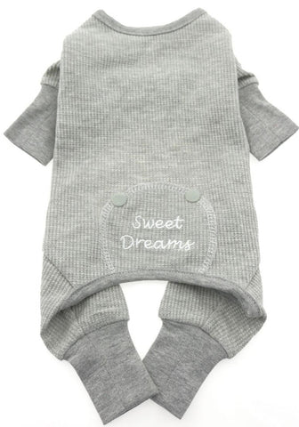 Sweet Dreams Long John Thermal Pajamas in color Heather Gray - Daisey's Doggie Chic
