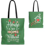 Carryall Tote Bag - House not a Home Without Paw Prints - 2-sided theme  - in Sizes S,M ,L - Color Zucchini - Personalize it Free - Daisey's Doggie Chic