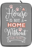 Laptop Sleeve Case - A House Isn't a Home Without Paw Prints Theme - Color Gray/Pink - in 3 Sizes - Personalize Free - Daisey's Doggie Chic