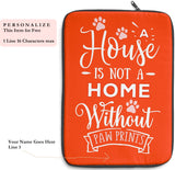 Laptop Sleeve Case - A House Isn't a Home Without Paw Prints Theme - Color Pumpkin - in 3 Sizes - Personalize Free - Daisey's Doggie Chic