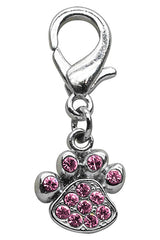 Pink Rhinestone Paw Clip Charm - Daisey's Doggie Chic