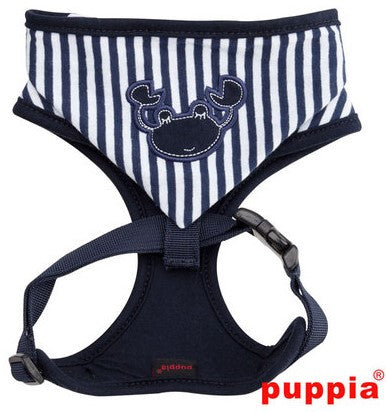 Crabby Beach Party Blue Hooded Choke-Free Halter Harness with Smart Tag - Daisey's Doggie Chic