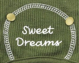 Sweet Dreams Long John Thermal Pajamas in color Olive Green - Daisey's Doggie Chic