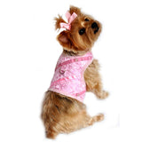 Doggie Design Pink Silver Brocade Jeweled Plush Faux Minky Fur Harness Vest with matching Leash - Daisey's Doggie Chic