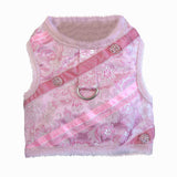 Doggie Design Pink Silver Brocade Jeweled Plush Faux Minky Fur Harness Vest with matching Leash - Daisey's Doggie Chic