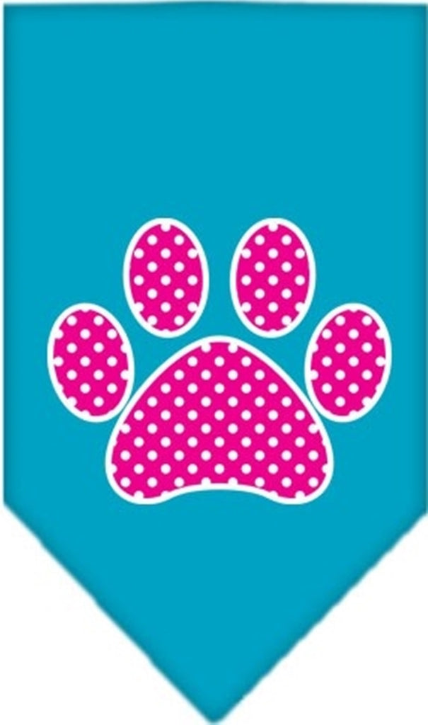 Pink Swiss Dotted Paw Bandana Scarf in color Turquoise Blue - Daisey's Doggie Chic