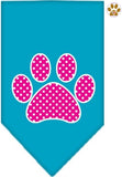Pink Swiss Dotted Paw Bandana Scarf in color Turquoise Blue - Daisey's Doggie Chic