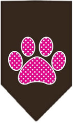 Pink Swiss Dotted Paw Bandana Scarf in color Chocolate - Daisey's Doggie Chic