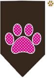 Pink Swiss Dotted Paw Bandana Scarf in color Chocolate - Daisey's Doggie Chic