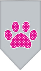 Pink Swiss Dotted Paw Bandana Scarf in color Silver Gray - Daisey's Doggie Chic