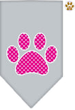 Pink Swiss Dotted Paw Bandana Scarf in color Silver Gray - Daisey's Doggie Chic