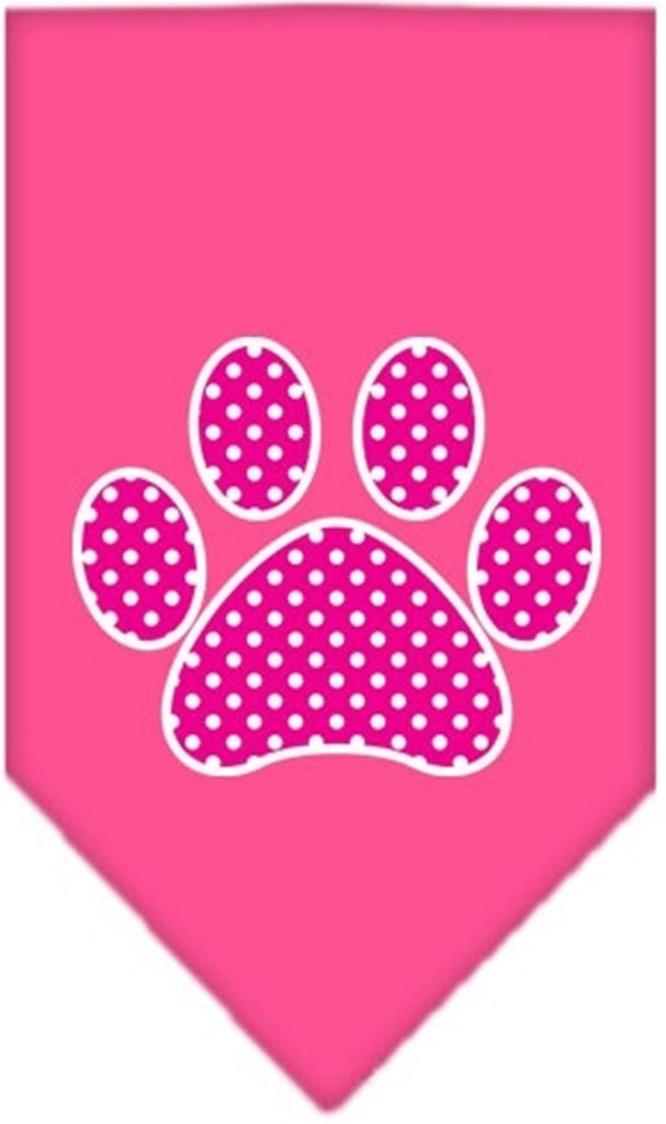 Pink Swiss Dotted Paw Bandana Scarf in color Bright Pink - Daisey's Doggie Chic