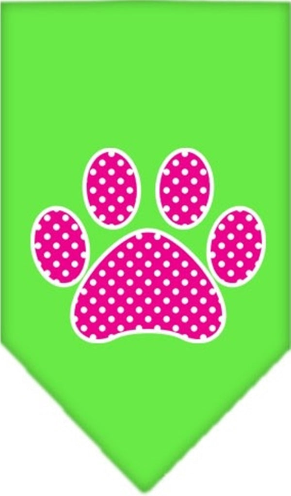 Pink Swiss Dotted Paw Bandana Scarf in color Lime Green - Daisey's Doggie Chic