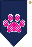 Pink Swiss Dotted Paw Bandana Scarf in color Navy Blue - Daisey's Doggie Chic