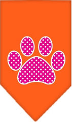 Pink Swiss Dotted Paw Bandana Scarf in color Orange - Daisey's Doggie Chic