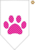Pink Swiss Dotted Paw Bandana Scarf in color White - Daisey's Doggie Chic
