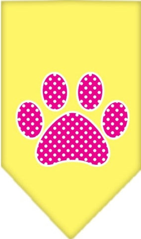 Pink Swiss Dotted Paw Bandana Scarf in color Sunny Yellow - Daisey's Doggie Chic