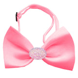 Classic Oval Crystal Satin Bow Tie for Small Dogs in Color Bubble Gum Pink - Daisey's Doggie Chic
