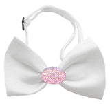 Classic Oval Crsytal Satin Bow Tie for Small Dogs in Color White - Daisey's Doggie Chic