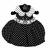 Doggie Design "Polka Dot Daisy" Harness Party Dress with matching Leash Set in Black/White - Daisey's Doggie Chic