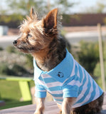 Classic Striped Polo Shirt in color Sky Blue - Daisey's Doggie Chic