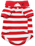 Classic Striped Polo Shirt in color Red Stripes - Daisey's Doggie Chic