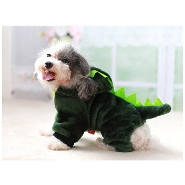 Cute Green Dragon Cartoon Character Plush Costume Pajama Coat for Dogs - Assorted Characters in 5 Sizes - Daisey's Doggie Chic