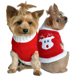 Rudolph Red Nosed Reindeer  Dog Sweater in Color Red - Daisey's Doggie Chic