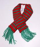 Candy Cane Striped Knit Scarf for Dogs Color Red/Green - Daisey's Doggie Chic