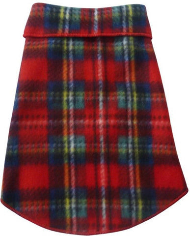 Cozy Classic Holiday Plaid Fleece Pullover Tank - in Red Tartan Plaid - Daisey's Doggie Chic