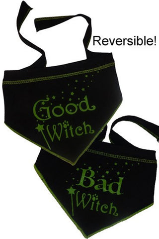 Good Witch Bad Witch Reversible Scarf in color Black/Green - Daisey's Doggie Chic