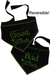 Good Witch Bad Witch Reversible Scarf in color Black/Green - Daisey's Doggie Chic