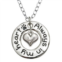 Rockin' Doggie Always in My Heart Hoop Pendant on 20" Curb Chain - Daisey's Doggie Chic
