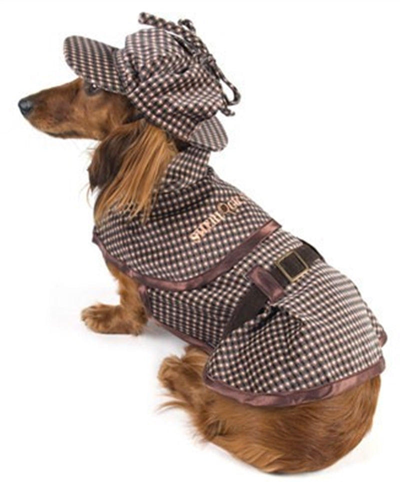 Deluxe Sherlock Bones (Holmes) Tweed Costume Coat with Hat - Daisey's Doggie Chic
