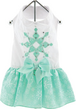 "Crystals & Snowflakes" Turquoise Harness Party Dress with Matching Leash - Daisey's Doggie Chic
